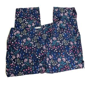 Talbots Outlet Cotton Navy Floral Chino Ankle Capri Pants Womens 12